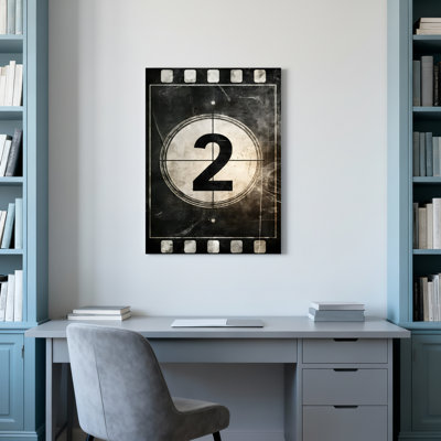 Tableau sur toile tendue, numéro deux, compte à rebours sur pellicule vintage (lot de 1)