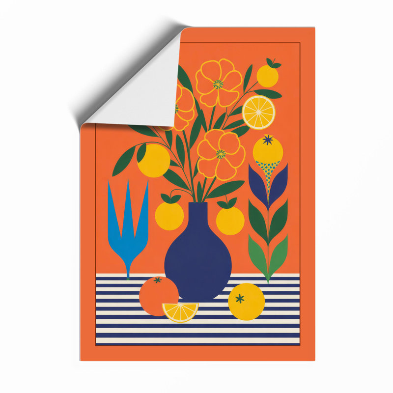 Citrus Arrangement Mid-Century - Framed Print, Unframed, A4 - 29.7 x 21.0 cm