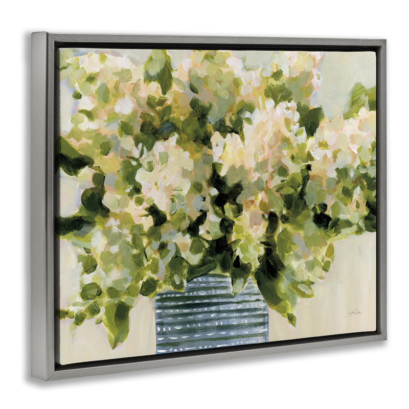  "Vase d'hortensias" par Katrina Pete, Cadre flottant gris lustré, H 25 po x l 31 po