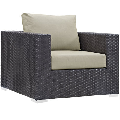 Modway Convene Wicker Rattan 5-Piece Outdoor Patio Furniture Set in Espresso