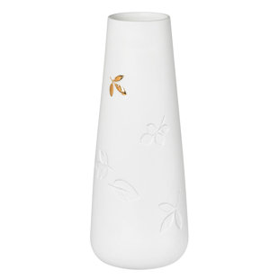Vase en porcelaine avec feuille flottante dorée