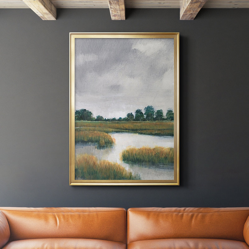Salt Marshes II, reproduction encadrée de qualité supérieure - prête à être accrochée, Encadrement doré