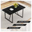 Table de salle à manger 55 pouces texturée noire avec pieds rectangulaires incrustés en métal - Table de cuisine rectangulaire minimaliste moderne pour petits espaces-1624724082-1624724087