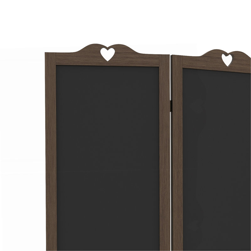Paravent pliable 4 panneaux avec tableau noir, panneaux d'intimité autoportants de 5,5 pi de hauteur pour chambre à coucher ou bureau, brun noyer