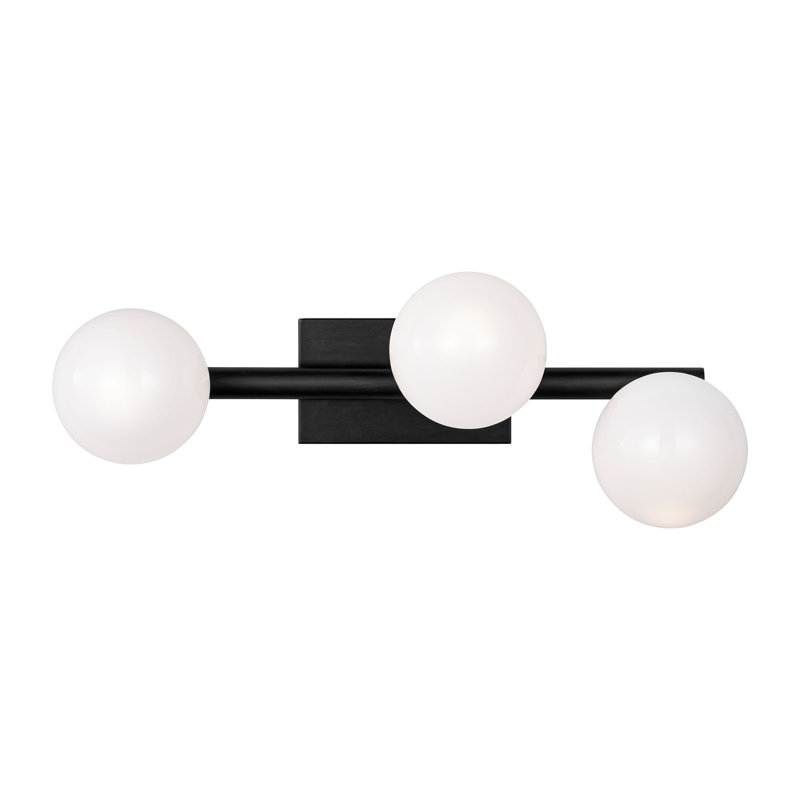 Sean Lavin Altair Bathroom Bedroom Wall Fixture With Milk Shade, Aged Iron, 6.25" H x 16" W x 5.125" D, 3 Lights