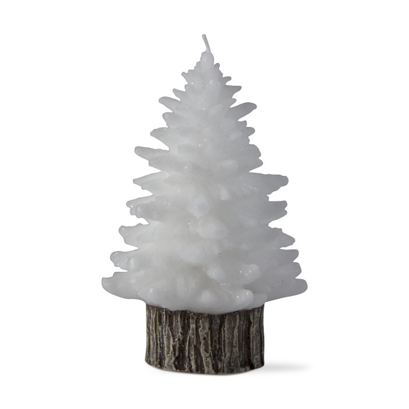  Petite épinette rustique en forme de bougie en forme d'arbre, décoration de Noël, Nouveauté 4,5 po x 4,5 po, Blanc