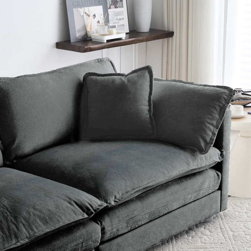 Chenille gris: 2 et 3 places, salon confortable, gris: 2 + 3