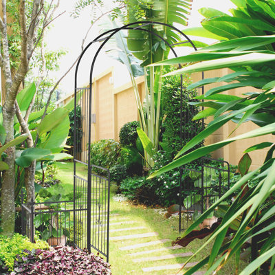 Arche de jardin 86,5 po, métal, treillis pour la cérémonie, verrouillage, mariage, pot à fleurs, treillis en métal 86 po, raisin de mariage