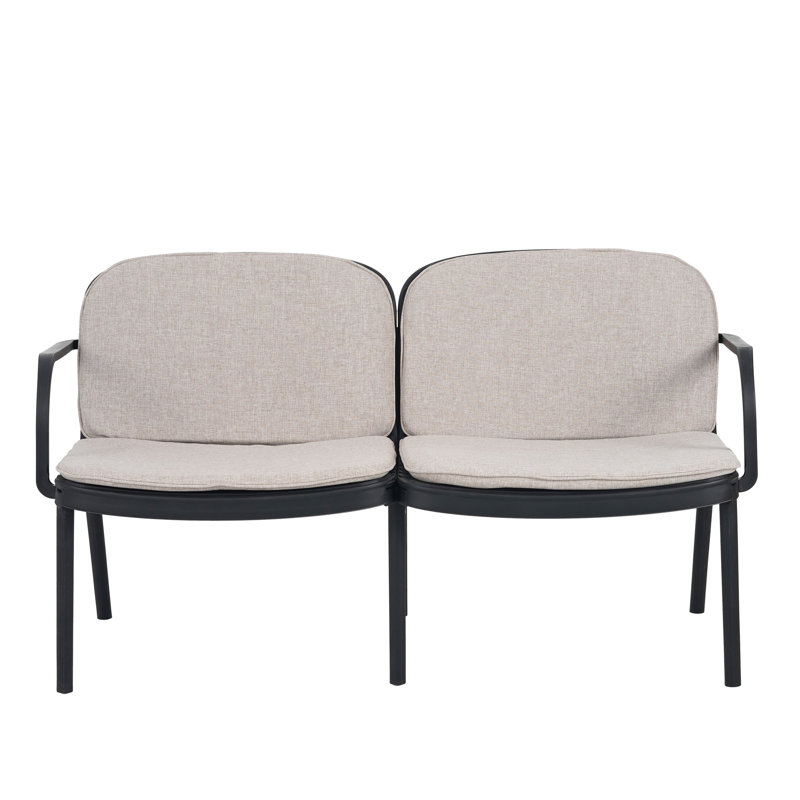 Causeuse d'extérieur en PP, structure noire avec coussin beige
