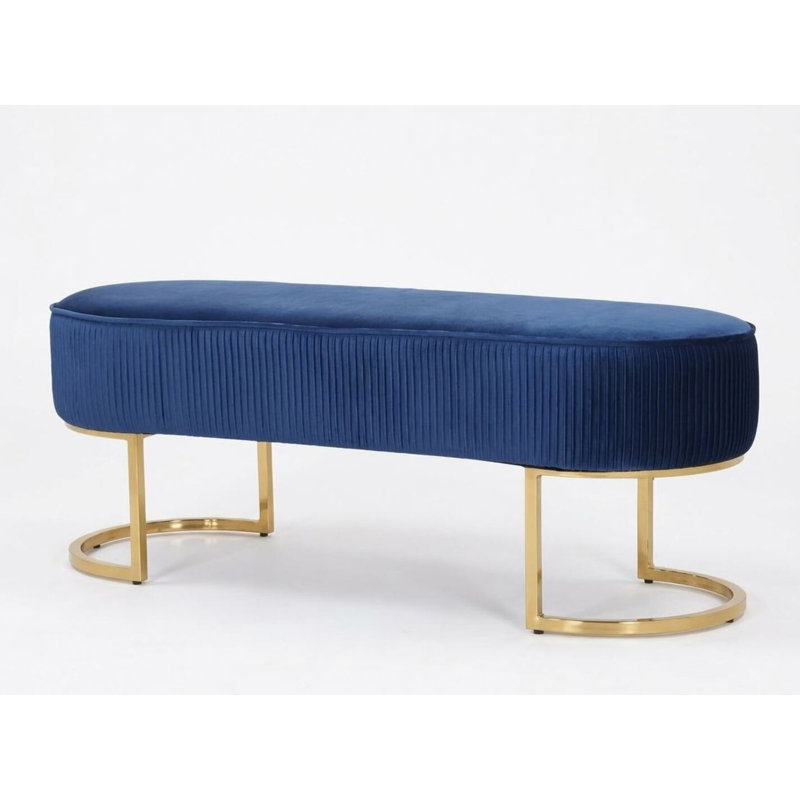 Banc rembourré en velours Roma, Bleu