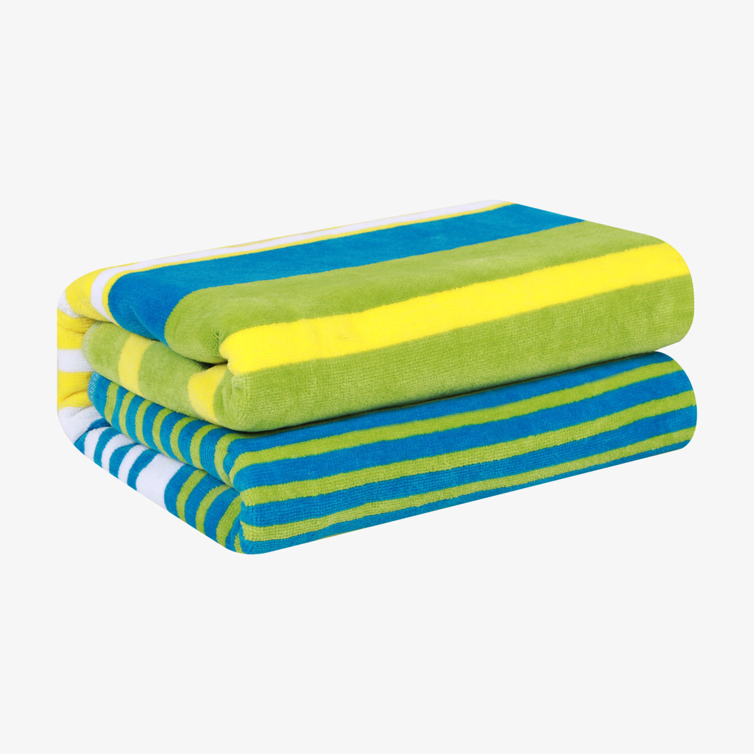 Coram Mira Striped Cotton Fuzzy Velour Terry Large Oversized Beach Towel Breakwater Bay 