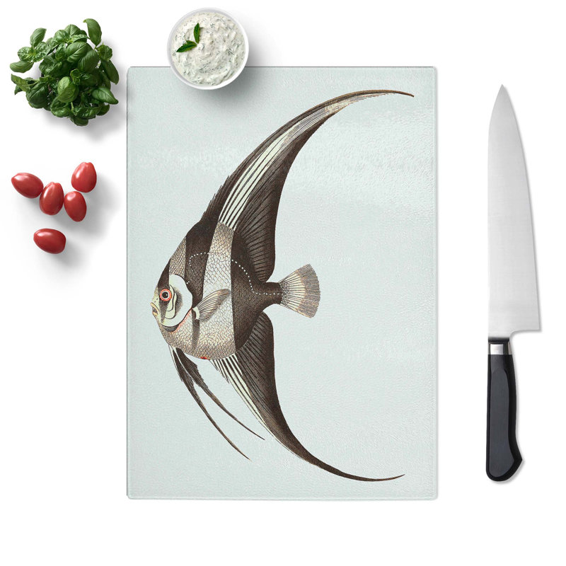Tempered Glass Chaetodon Fish by George Shaw Chopping Board, 28.5cm W x 20cm L