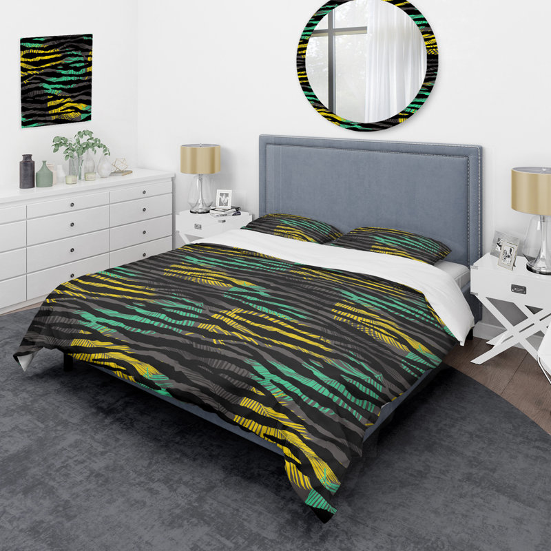 Colorful Palm Leaves Pattern II Polyester Animal Print Duvet Cover