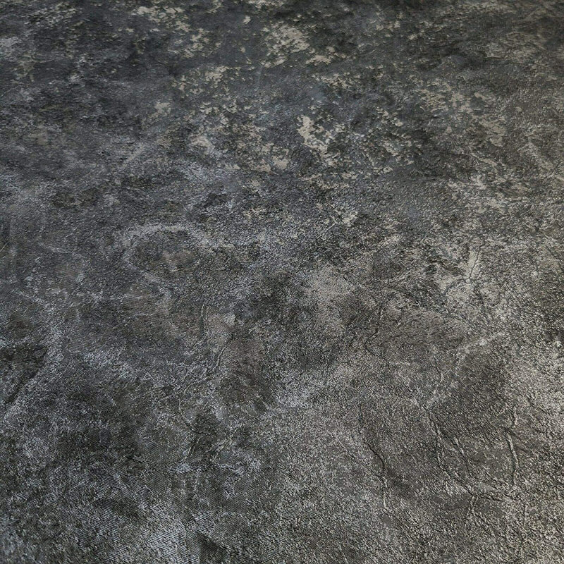 Papier peint texturé moderne noir et argent avec faux béton ciment