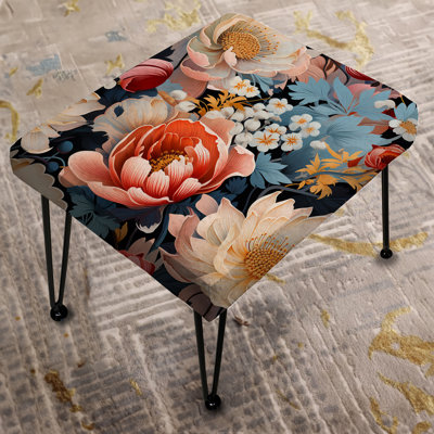 Multicolor Flowers On Blue Grace - Floral Rectangle Ottoman