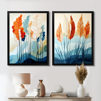 Ensemble de 2 décorations murales « Pampas en papier » (style pampa)