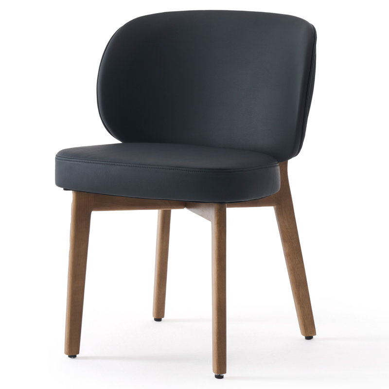 Chaise de salle à manger rembourrée de 20,1 po de largeur, fauteuil d'appoint à haut dossier, sans accoudoirs et pieds en bois massif pour salle à manger, meuble-lavabo, beige, ensemble de 2