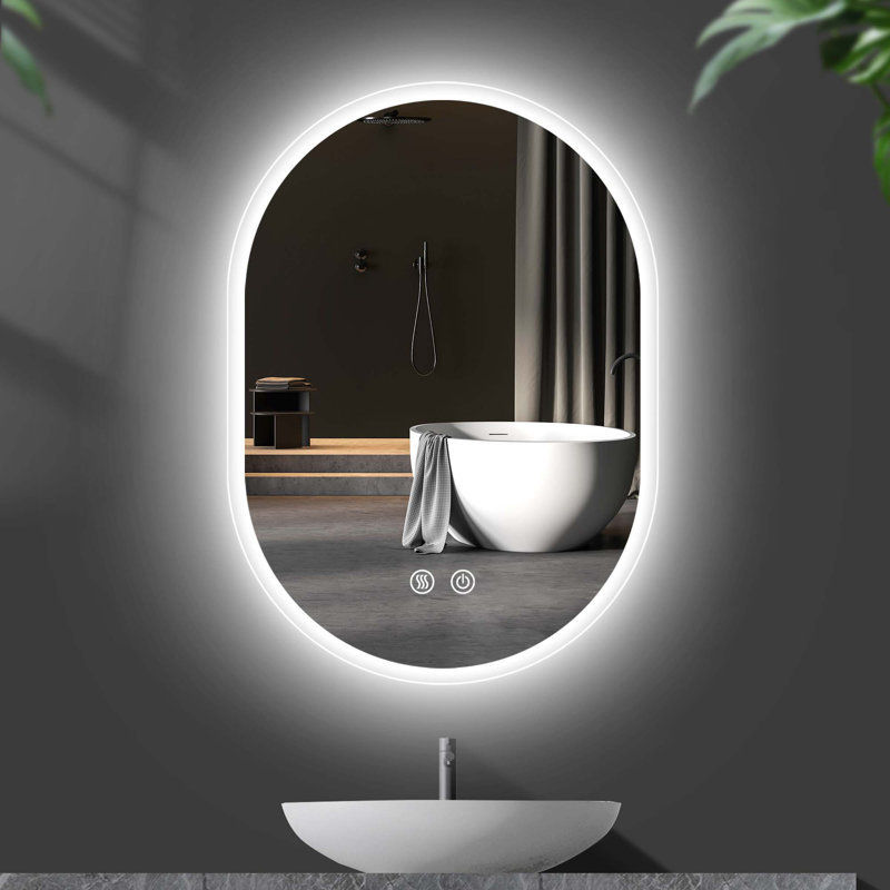 Orren Ellis LED Oval Frameless Wall-mounted Bathroom Backlit Vanity ...