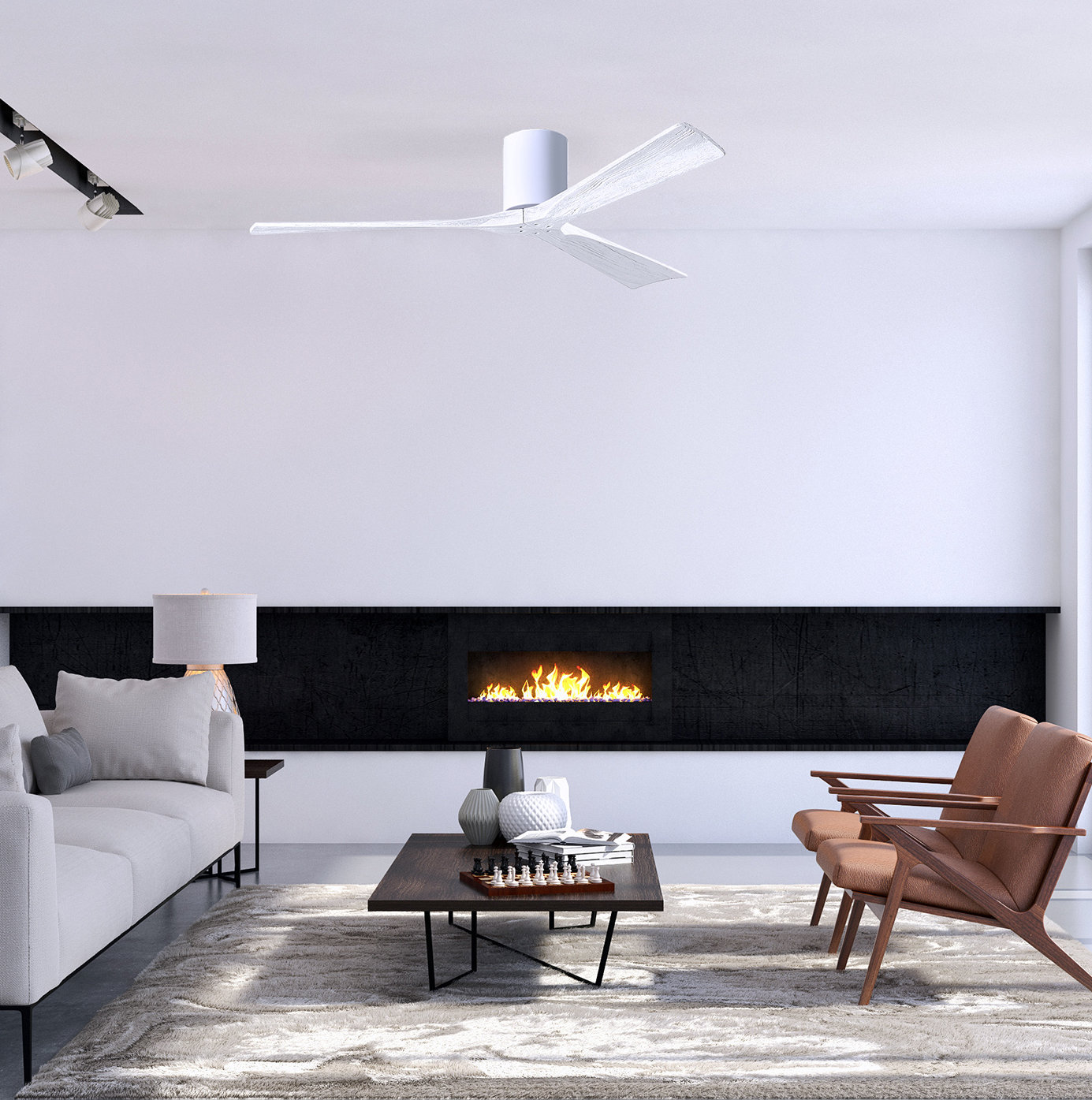 Olivier 72" Ceiling Fan, Gloss White, Matte White, 60"