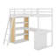 Lit mezzanine simple avec échelle, tablettes et bureau
