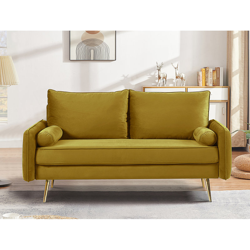 Canapé 2 places Modern, Mustard Yellow Polyester