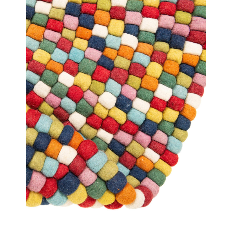 Gregorey Abstract Wool Red/Green/Black Area Rug, Round 6'1"