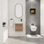 Armoire de salle de bain moderne de 18 po avec lavabo en résine et porte à fermeture en douceur, grande polyvalence de rangement, meuble-lavabo flottant imitation finition chêne, innovation, rangement,-2091509345