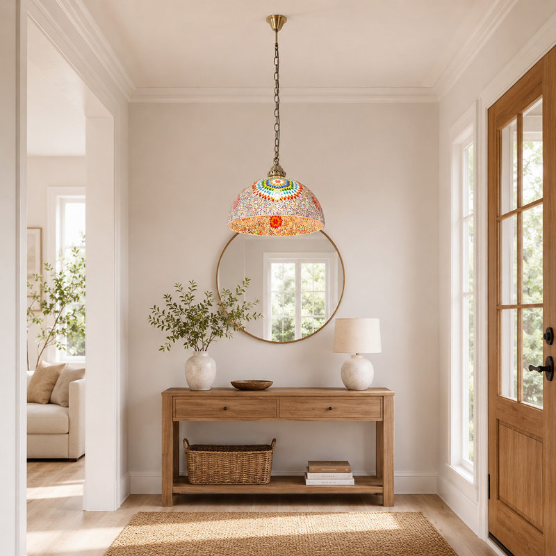 Luminaire suspendu mosaïque coloré 15,75 po de diamètre (ampoule E26 chaude incluse)