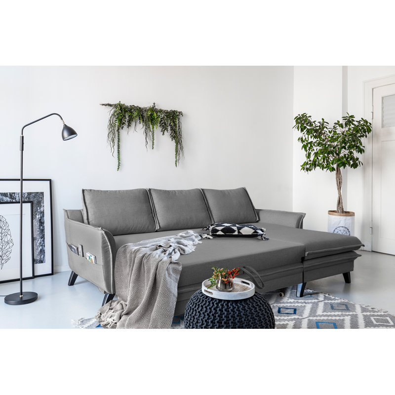 Charming Charlie 2 - Piece Upholstered Corner Sofa, Grey, Right Hand Facing