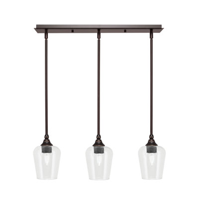 Luminaire suspendu linéaire sur pied 3 lumières avec verre de 5 po