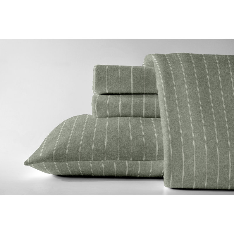 Duvet Cover Set, Queen Duvet Cover + 2 Shams, Agave Green Stripe