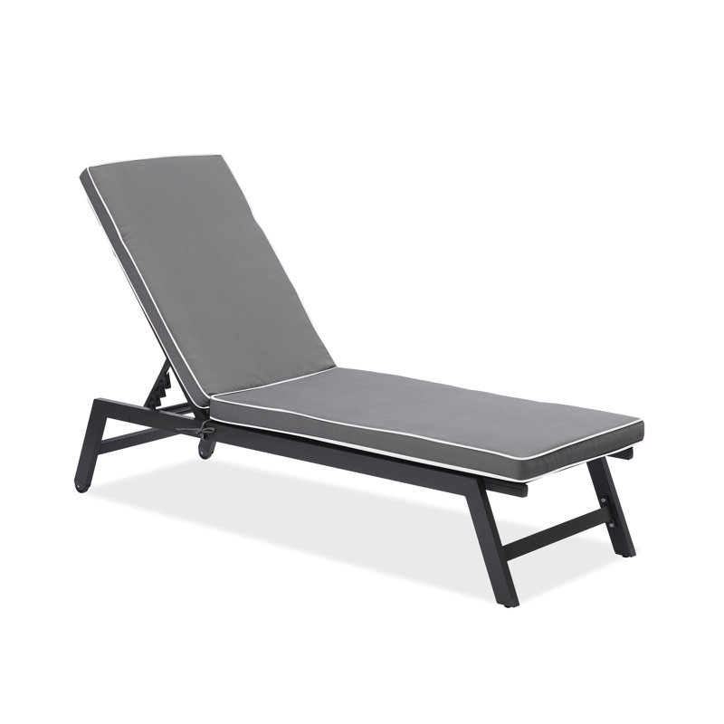 Ensemble de 2 chaises longues pour l'extérieur, Gris antique / blanc