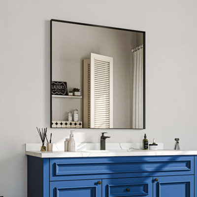 Miroir de salle de bain rectangulaire en aluminium avec verre trempé HD, miroir mural français