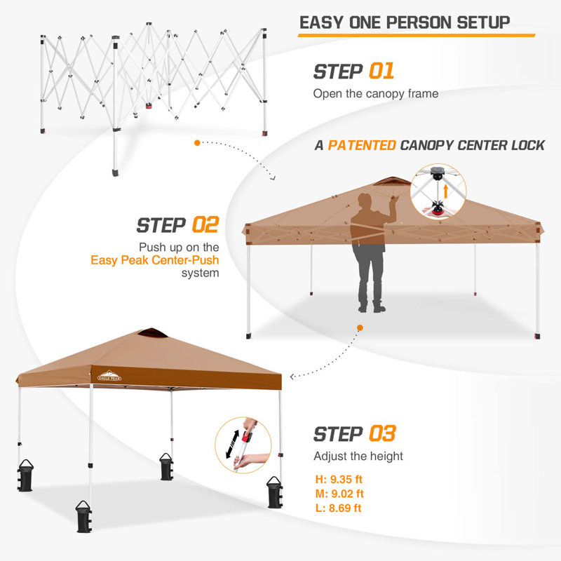Pop Up Canopies 10 Ft. W x 10 FT. D Metal Party Tent Canopy, Khaki