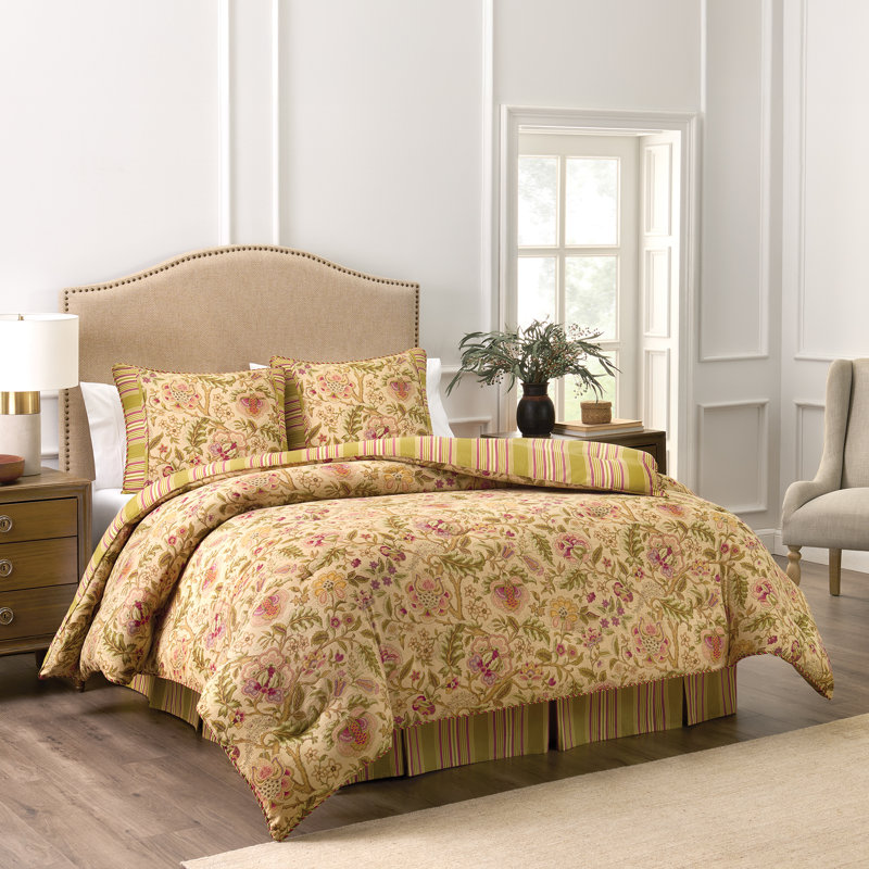 Ensemble d'édredon 100% coton 4 pièces Waverly Imperial, Édredon grand + 3 pièces supplémentaires, Robe impériale 1