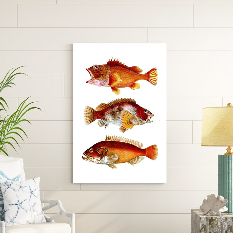 " Orange Fish Trio " by Fab Funky, 48" H x 32" W x 1" D