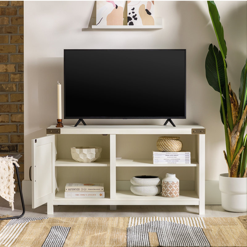 Meuble télé 44 po à 1 porte pour téléviseur de 50 po ou moins Marckson, Blanc brossé
