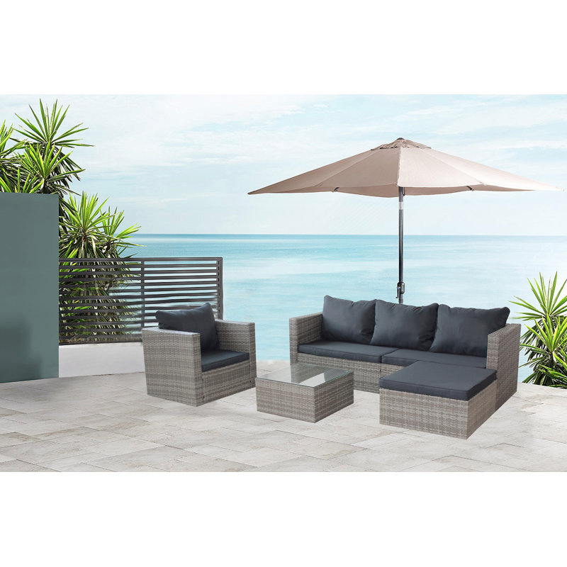 Ensemble de patio 4 pièces, Gris, Gris