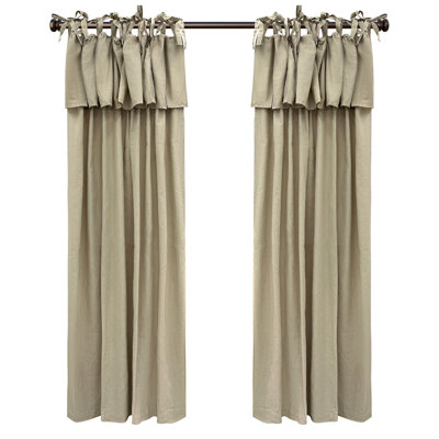 Recycled Cotton Blend Ruffle Tie-Top Curtain Pair