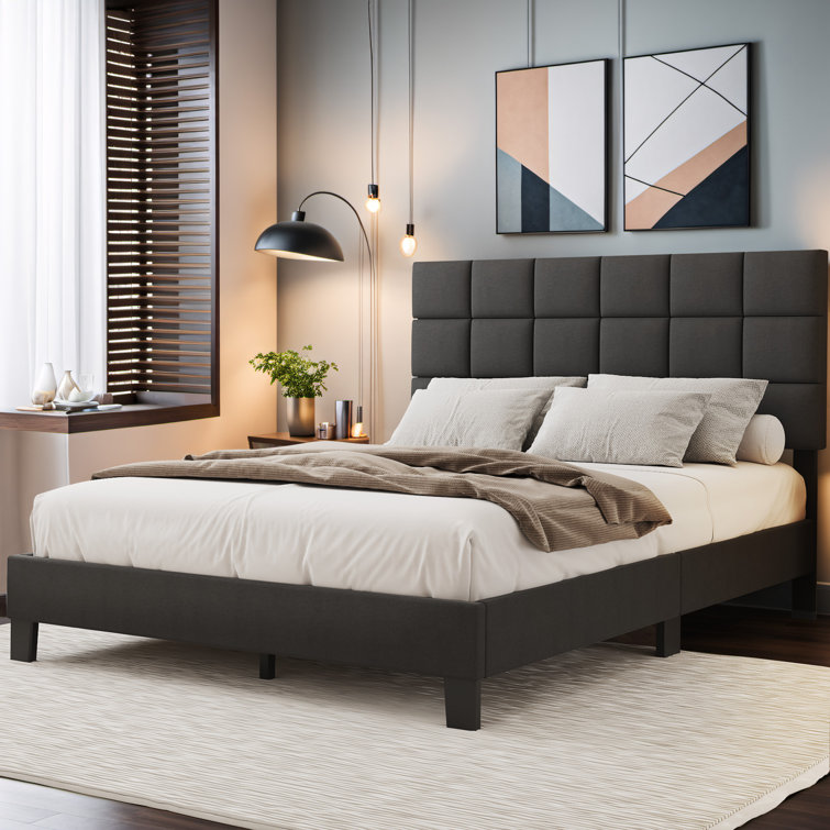 Samule Upholstered Platform Bed Frame with Headboard