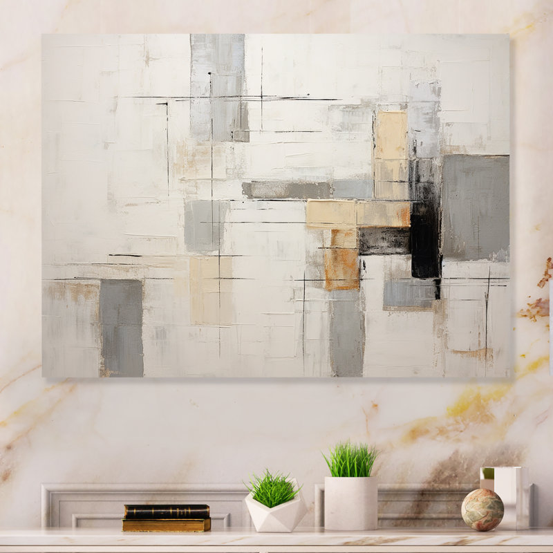 "Minimalisme scandinave beige et noir" sur métal, H 16 po x l 32 po x P 1 po