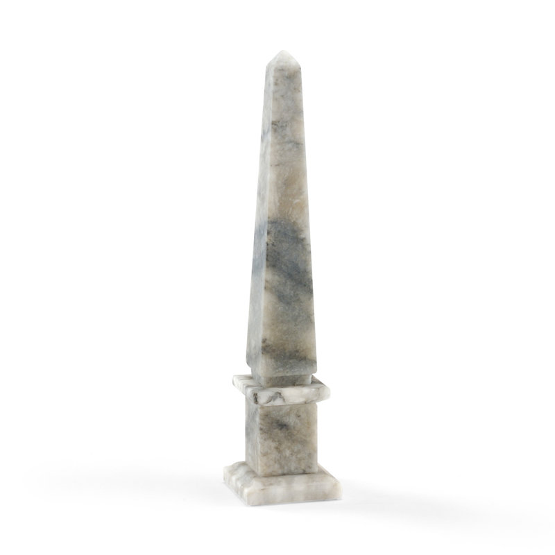 Alabaster Obelisk Sculpture, 16" H x 3.5" W x 3.5" D, Gray