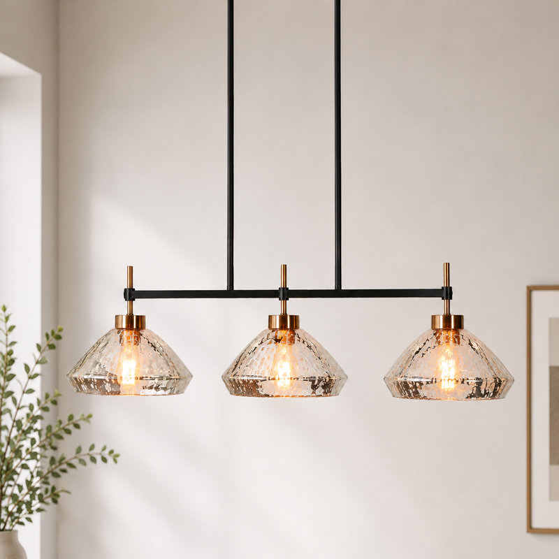Luminaire suspendu linéaire à 3 lumières pour îlot de cuisine Brinson