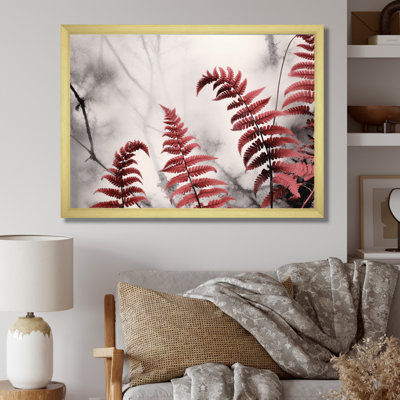 «Red Grey Fern Flowers», impression sur toile