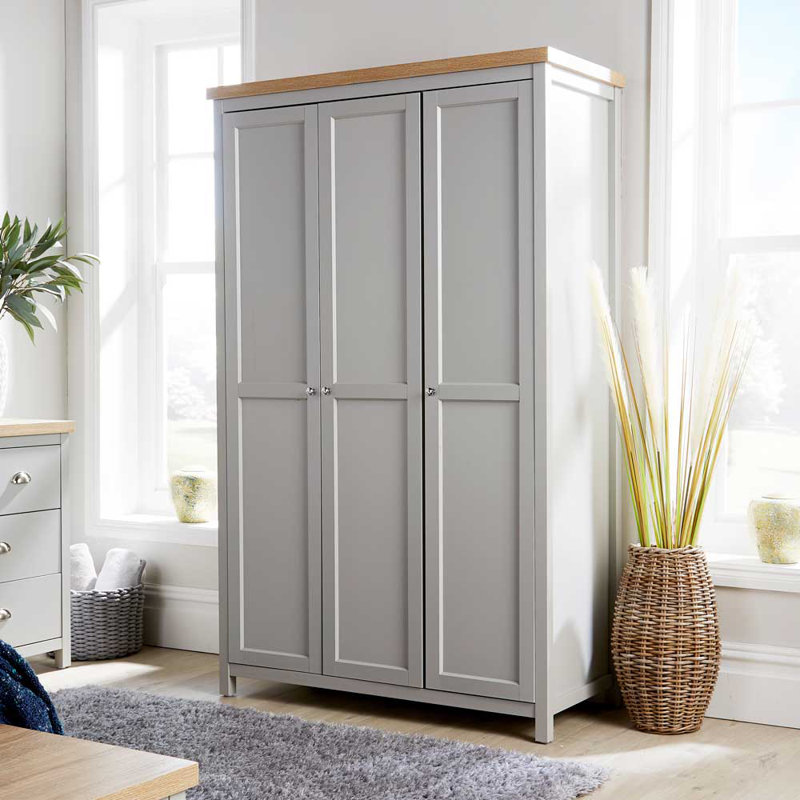 Johnny 3 Door Wardrobe, Light Grey