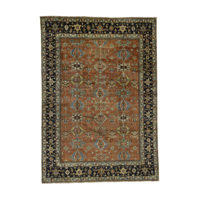 Hand-Knotted High-Quality Red and Blue Area Rug