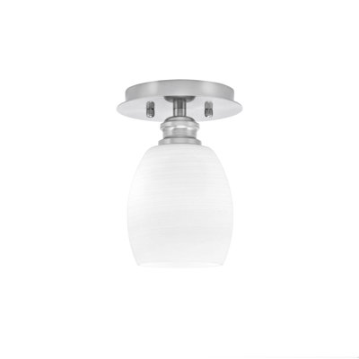 Edge 1 Light Semi-Flush With 5" White Linen Glass