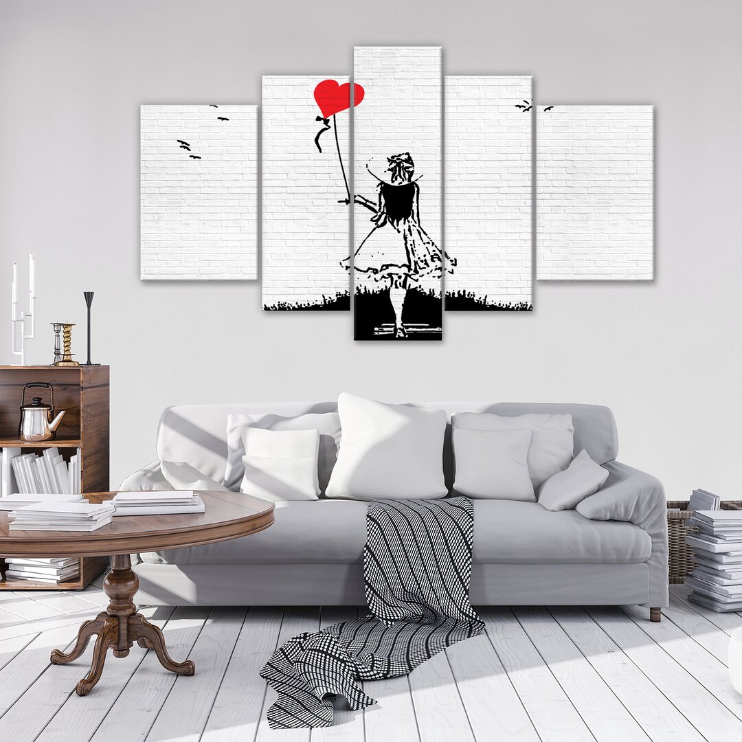 5-tlg. Leinwandbilder-Set Mädchen Mit Ballon von Banksy