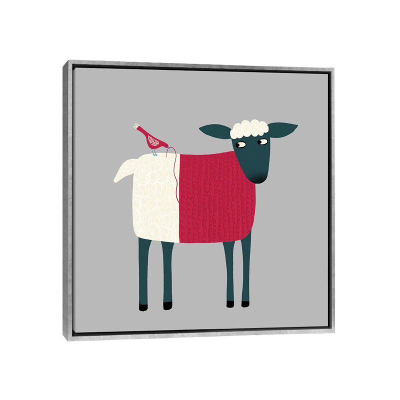 «Sheepish» par Nic Squirrell - impression, Toile avec cadre argenté, H 37 po x l 37 po x P 1,5 po, Pas de tapis