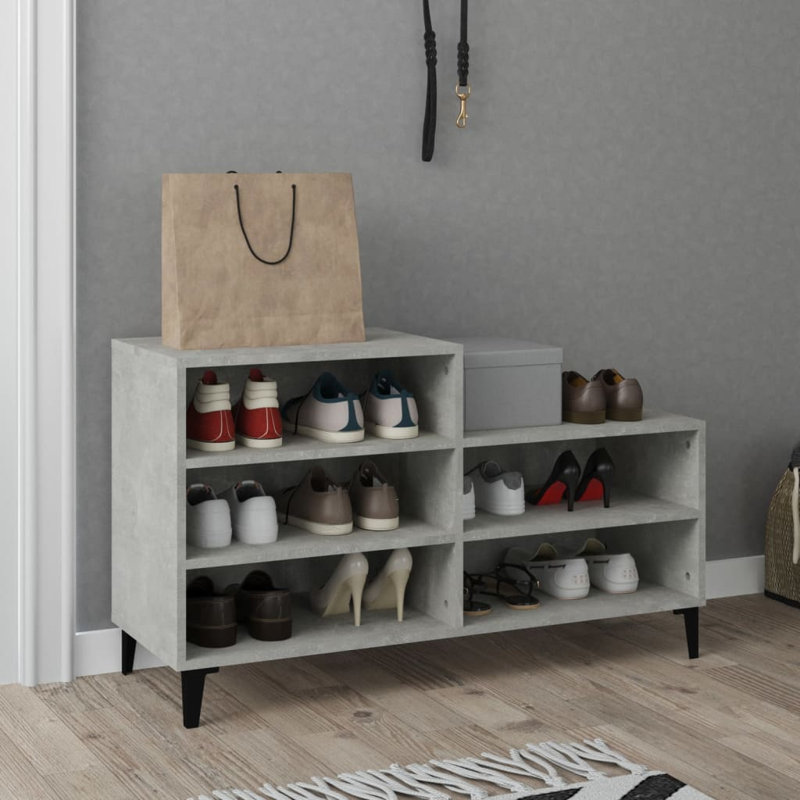 10 Pair Shoe Storage Cabinet, Concrete Grey